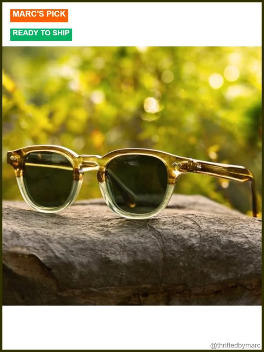 Men's Polarized Acetate Square Retro Sunglasses UV Protection